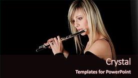  Presentation with flute - Presentation enhanced with portrait of a woman playing transverse flute isolated on black background and a wine colored foreground