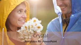  Presentation with rainy day - Audience pleasing slide set consisting of portrait-of-a-woman-receiving backdrop and a coral colored foreground