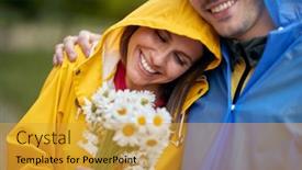  Presentation with rainy day - Presentation design featuring portrait-of-a-woman-receiving background and a gold colored foreground