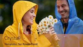  Presentation with rainy day - Cool new PPT theme with portrait-of-a-woman-receiving backdrop and a gold colored foreground