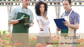  Presentation with greenhouse - Amazing theme having portrait of a woman shopping in a greenhouse backdrop and a coral colored foreground