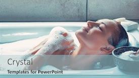  Presentation with day spa - PPT theme having portrait-of-a-woman background and a light blue colored foreground