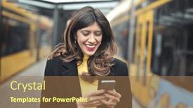  Presentation with tram - Slides having portrait-of-a-woman background and a coral colored foreground