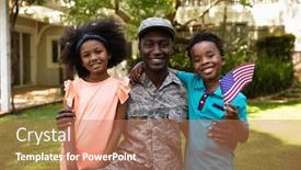  Presentation with home garden - Presentation theme consisting of portrait-of-a-young-adult background and a coral colored foreground