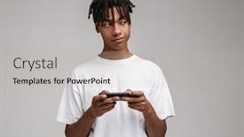  Presentation with mobile games - Slides consisting of portrait-of-a-young-african background and a light gray colored foreground