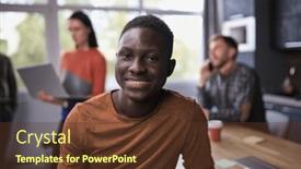  Presentation with african american business - Presentation theme having portrait-of-a-young-african background and a tawny brown colored foreground