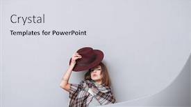  Presentation with hat - Theme enhanced with woman in scarf taking off background and a light gray colored foreground