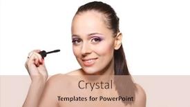  Presentation with eyelashes - Cool new PPT theme with portrait-of-a-young-beautiful backdrop and a coral colored foreground