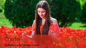  Presentation with beautiful young girl red - Colorful PPT layouts enhanced with portrait-of-a-young-beautiful backdrop and a red colored foreground
