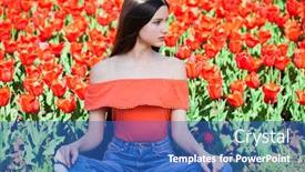  Presentation with beautiful young girl red - Audience pleasing theme consisting of portrait-of-a-young-beautiful backdrop and a teal colored foreground