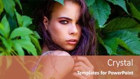  Presentation with poison - Presentation design enhanced with portrait-of-a-young-beautiful background and a coral colored foreground