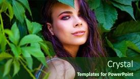  Presentation with poison - Amazing presentation theme having portrait-of-a-young-beautiful backdrop and a forest green colored foreground