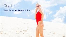  Presentation with beautiful young girl red - Amazing presentation theme having portrait-of-a-young-beautiful backdrop and a sky blue colored foreground