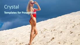  Presentation with beautiful young girl red - Presentation theme having portrait-of-a-young-beautiful background and a ocean colored foreground