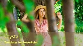  Presentation with oak - Colorful presentation design enhanced with portrait-of-a-young-beautiful backdrop and a tawny brown colored foreground