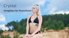  Presentation with black girl - Presentation theme featuring portrait-of-a-young-beautiful background and a light blue colored foreground