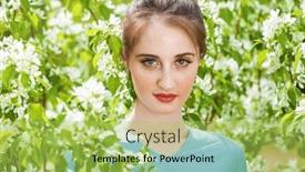  Presentation with turquoise - PPT theme consisting of portrait-of-a-young-beautiful background and a yellow colored foreground