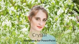  Presentation with turquoise - PPT layouts having portrait-of-a-young-beautiful background and a mint green colored foreground