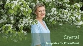  Presentation with cherry - PPT theme featuring portrait-of-a-young-beautiful background and a  colored foreground