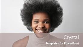  Presentation with black woman - Cool new PPT theme with portrait-of-a-young-black backdrop and a gray colored foreground