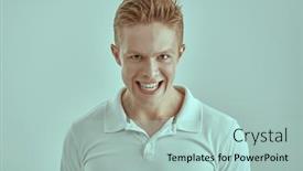  Presentation with aggressive people - Slide set having portrait-of-a-young-blond background and a mint green colored foreground