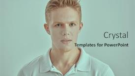  Presentation with people face adults - Slide deck with portrait-of-a-young-blond background and a mint green colored foreground