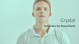  Presentation with polo - Slides featuring portrait-of-a-young-blond background and a soft green colored foreground