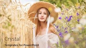  Presentation with wheat - Presentation design enhanced with portrait-of-a-young-blonde background and a lemonade colored foreground