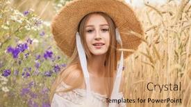  Presentation with wheat - Presentation having portrait-of-a-young-blonde background and a coral colored foreground