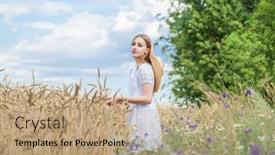  Presentation with wheat - PPT layouts with portrait-of-a-young-blonde background and a coral colored foreground