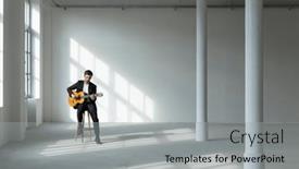  Presentation with suit guitar - Presentation theme with portrait-of-a-young-boy background and a  colored foreground