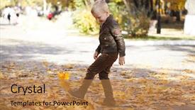  Presentation with pilot - Amazing slides having portrait of a young boy in pilot leather jacket in autumn park backdrop and a coral colored foreground