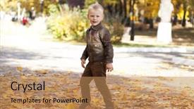  Presentation with pilot - Colorful theme enhanced with portrait of a young boy in pilot leather jacket in autumn park backdrop and a coral colored foreground