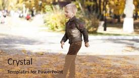  Presentation with pilot - Beautiful slides featuring portrait of a young boy in pilot leather jacket in autumn park backdrop and a coral colored foreground