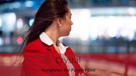  Presentation with waiting - Amazing PPT layouts having portrait-of-a-young-business backdrop and a crimson colored foreground