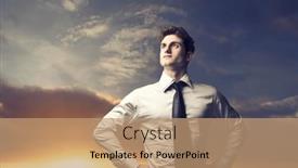  Presentation with sunrise - Slides enhanced with portrait-of-a-young-businessman background and a coral colored foreground