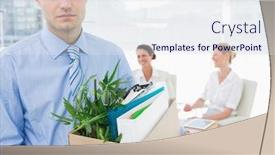  Presentation with office - Audience pleasing slide deck consisting of portrait-of-a-young-businessman backdrop and a sky blue colored foreground