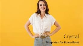  Presentation with oscar style - Slide set with portrait-of-a-young-casual background and a yellow colored foreground