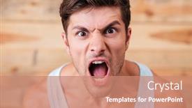  Presentation with wooden - Presentation theme featuring portrait-of-a-young-casual background and a coral colored foreground