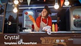  Presentation with food service - Slide set featuring portrait-of-a-young-caucasian background and a tawny brown colored foreground