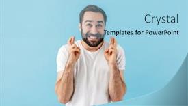  Presentation with good luck - Slides consisting of portrait-of-a-young-cheerful background and a light blue colored foreground