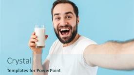  Presentation with cheerful - Slides featuring portrait-of-a-young-cheerful background and a light blue colored foreground