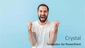  Presentation with cheerful - Audience pleasing slides consisting of portrait-of-a-young-cheerful backdrop and a light blue colored foreground