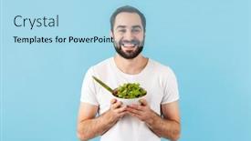  Presentation with cheerful - Theme with portrait-of-a-young-cheerful background and a light blue colored foreground