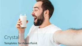  Presentation with selfie - Slides having portrait-of-a-young-cheerful background and a light blue colored foreground