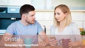  Presentation with breakfast - Colorful presentation design enhanced with portrait-of-a-young-couple backdrop and a coral colored foreground