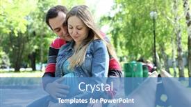  Presentation with lover - Amazing slide set having portrait of a young couple lover in summer park backdrop and a teal colored foreground