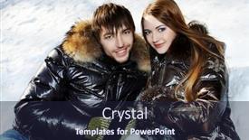  Presentation with rest - Slides with portrait of a young couple having a rest in winter park background and a wine colored foreground