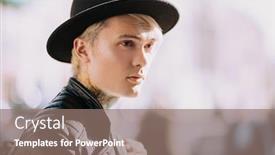  Presentation with fair - Slide deck with portrait-of-a-young-fair background and a gray colored foreground