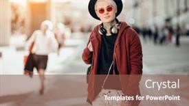  Presentation with fair - Presentation theme consisting of portrait-of-a-young-fair background and a tawny brown colored foreground